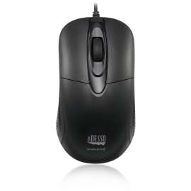 Adesso iMouse W4, Waterproof Antimicrobial Optical Mouse, Optical, Cable, Black