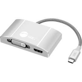 SIIG USB-C to 3-in-1 Multiport Video Adapter with PD Charging, DVI/HDMI/VGA, for Notebook/Desktop PC, 60 W, USB Type C