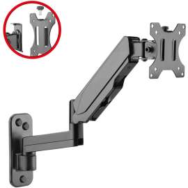 Siig High Premium Aluminum Gas Spring Wall Mount, Single Monitor 17" to 32", Detachable & Rotatable VESA Plate 75x75 & 100x100, Supports Portrait & Landscape Orientation