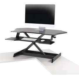 Ergotron WorkFit Corner Standing Desk Converter - Up to 30" Screen Support - 35 lb Load Capacity - Desktop, Tabletop - Black