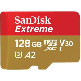 SanDisk Extreme 128 GB UHS-I microSD, 160 MB/s Read, 90 MB/s Write, Lifetime Warranty