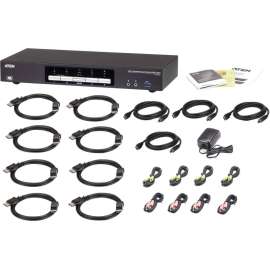 Aten Technologies ATEN 4-Port USB 3.0 4K DisplayPort Dual Display KVMP Switch-TAA Compliant - 4 Computer(s) - 1 Local User(s) - 4096 x 2160 - 1 x Network (RJ-45) - 8 x USB - Desktop - 10 x DisplayPort