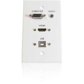 Comprehensive Cable Comprehensive Faceplate - 1-gang - White Aluminum - 1 x HDMI Port(s) - 1 x Mini-phone Port(s) - 1 x VGA Port(s)