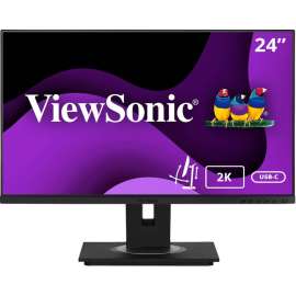 ViewSonic VG2455-2K 24 Inch IPS 1440p Monitor with USB C 3.1, HDMI, DisplayPort and 40 Degree Tilt Ergonomics for Home and Office, 24" USB C Monitor, IPS Panel, QHD 2560 x 1440p, Ergonomic