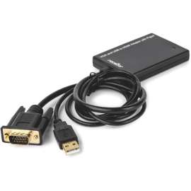 Rocstor Premium VGA to HDMI Adapter with USB Audio 3.5mm & Power, Portable VGA to HDMI Converter, 1080p, HDMI/USB/VGA for Video Device, 1 Pack