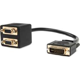 Rocstor Premium 1 ft DVI-I Analog to 2 x VGA Video Splitter Cable, M/F, DVI-I (Single-Link) Male Video, HD-15 Female VGA, 1ft