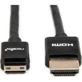Rocstor Premium 3ft Slim High-Speed HDMI Cable with Ethernet - HDMI to HDMI Mini M/M - HDMI for Audio/Video Device HDMI M/M High Speed Flat Cable - 3 ft HDMI A/V Cable for Audio/Video Device, Network Device - First End: HDMI Type A Digital Audio/Vid