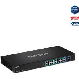 TRENDnet 18-Port Gigabit High Power Poe+ Switch; 16 X Gigabit Poe+ Ports; 2 X Shared Gigabit Ports; 36Gbps Switching Capacity; 440W PoE Power Budget; TPE-TG182F, 18-port Gigabit High Power PoE+ Switch