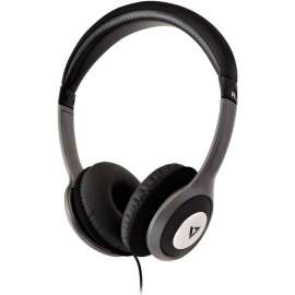 V7 Deluxe Stereo Headphones with Volume Control, Stereo, Black, Gray, Mini-phone (3.5mm), Wired