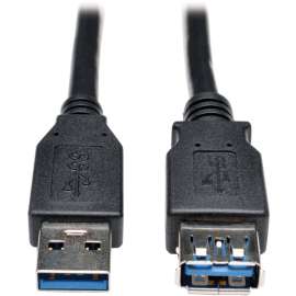 Tripp Lite USB 3.0 SuperSpeed Extension Cable, USB-A to USB-A, M/F, Black, 3 ft. (0.9 m), 3 ft USB Data Transfer Cable for Computer, Printer, Modem, Notebook, Chromebook, Tablet, Keyboard, Portable Hard Drive, Patch Panel, Server, Home Theater System, Fir