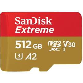 SanDisk Extreme 512 GB UHS-I microSD, 160 MB/s Read, 90 MB/s Write, Lifetime Warranty