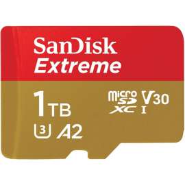 SanDisk Extreme 1 TB UHS-I microSD, 160 MB/s Read, 90 MB/s Write, Lifetime Warranty