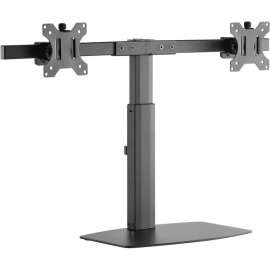 Amer Mounts Dual Screen Pneumatic Vertical Lift Monitor Stand, Up to 27" Screen Support, 26.46 lb Load Capacity, 20.4" Height x 29.1" Width x 8.7" Depth, Freestanding