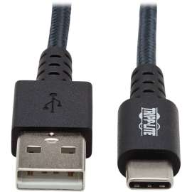 Tripp Lite Heavy Duty USB-A to USB C Charging Sync Cable for Androids M/M 10ft, 9.84 ft Data Transfer Cable for Smartphone, Computer, Charger, MacBook, Chromebook, Notebook, Hard Drive, Tablet, Ultrabook, First End: 1 x USB Type A Male USB, Second End: 1 