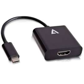 V7 Black USB Video Adapter USB-C Male to HDMI Female, HDMI Digital Audio/Video Female, Type C USB Male, Black