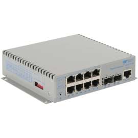 Omnitron Systems OmniConverter Managed Gigabit PoE+, 2xSFP, RJ-45, Ethernet Fiber Switch - 8 x 10/100/1000BASE-T, 2 x 1000BASE-X, AC Power, 5 Year Warranty