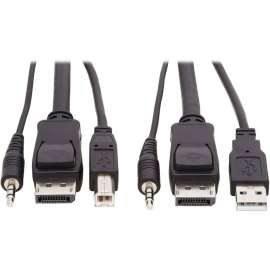 Tripp Lite DisplayPort KVM Cable Kit 3 in 1 4K USB 3.5 mm Audio 3xM/3xM 6ft - 5.91 ft KVM Cable for KVM Switch, Computer - First End: 1 x Mini-phone Male Audio, First End: 1 x DisplayPort Male Digital Audio/Video, First End: 1 x Type A Male USB - Se
