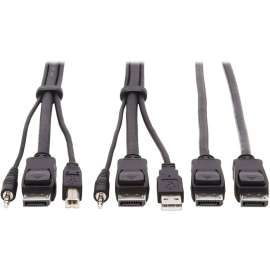 Tripp Lite Dual DisplayPort KVM Cable Kit 4K USB 3.5 mm Audio 3xM/3xM 6ft, 5.91 ft KVM Cable for KVM Switch, Computer, Monitor, First End: 1 x Mini-phone Male Audio, First End: 1 x DisplayPort Male Digital Audio/Video, First End: 1 x Type A Male USB, Seco