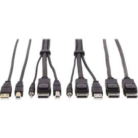 Tripp Lite DisplayPort KVM Cable Kit 4K USB 3.5mm 3xM/3xM USB MM DP MM 6ft - 5.91 ft KVM Cable for KVM Switch, Computer, Monitor - First End: 1 x Mini-phone Male Audio, First End: 1 x DisplayPort Male Digital Audio/Video, First End: 1 x Type A Male