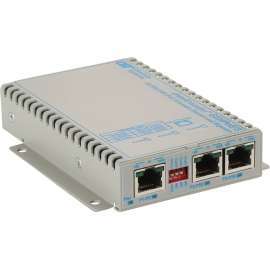Omnitron Systems OmniConverter Unmanaged 60W Gigabit PoE Extender with Booster Technology - 1 RJ-45 PoE/PD + 2 RJ-45 PoE/PSE, Lifetime Warranty