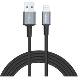 CODi 6' Braided Nylon USB-A to Lightning (MFI Certified) Charge & Sync Cable, 6 ft Lightning/USB Data Transfer Cable for iPad, iPod, iPhone, First End: USB Type A, Lightning, MFI, Black