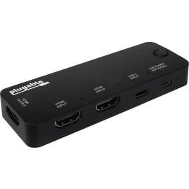 Plugable HDMI 2.0 and USB-C 3 Port Switch with 2 HDMI and 1 USB-C Inputs and Single HDMI 2.0 Output, (Supports 2x HDMI 2.0 4K@60Hz Sources and 1x USB C or Thunderbolt 3 Source)