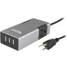Plugable 2-Outlet Travel Power Strip with Built-In 3-Port 20W USB Universal Smart Charger, (Compatible with Android, Apple iOS, & More)