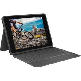 Logitech Rugged Folio Rugged Keyboard/Cover Case (Folio) Apple, Logitech iPad (7th Generation), iPad (8th Generation), iPad (9th Generation) Tablet, Graphite, Spill Proof, Dirt Resistant, Shock Absorbing, Drop Resistant, Spill Resistant, 7.4" Height x 10.