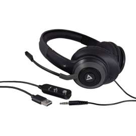 V7 Premium Over-Ear Stereo Headset with Boom Mic, Stereo, USB, Mini-phone (3.5mm), Wired, 32 Ohm
