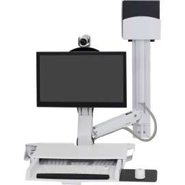 Ergotron Restricted Ergotron StyleView Wall Mount for Keyboard, Monitor, Bar Code Scanner, Mouse, CPU, Wrist Rest, LCD Display - White - Height Adjustable - 24" Screen Support - 32 lb Load Capacity - 75 x 75, 100 x 100 - VESA Mount Compatible