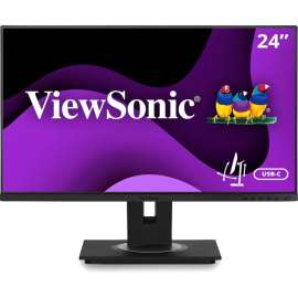ViewSonic VG2456 24 Inch 1080p Monitor with USB C 3.2, Docking Built-In Gigabit Ethernet and 40 Degree Tilt Ergonomics for Home and Office, 24" Docking Monitor, IPS Technology, Full HD 1920 x 1080p, 16.7 Million Colors