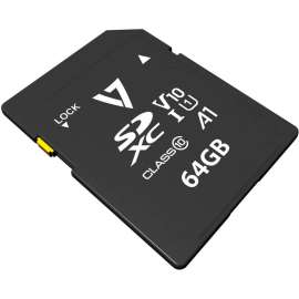 V7 VPSD64GV10U1 64 GB SDXC, 90 MB/s Read, 18 MB/s Write, 5 Year Warranty