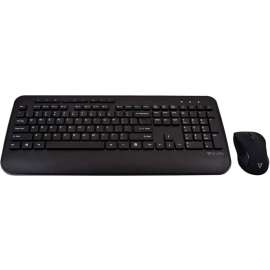V7 CKW300US Full Size/Palm Rest English QWERTY, Black, Wireless RF, English, Wireless RF
