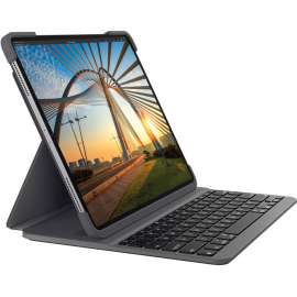 Logitech Slim Folio Pro Keyboard/Cover Case (Folio) for 12.9" Apple, Logitech iPad Pro (3rd Generation), iPad Pro (4th Generation) Tablet, Oxford Gray, Scuff Resistant, Scratch Resistant, Spill Resistant, Knock Resistant, Bump Resistant, 9.1" Height x 11.