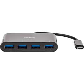 Rocstor Premium Portable 4 Port Hub, USB-C to 4x USB-A Slim Hub, USB 3.0 Hub, Bus Powered, Black