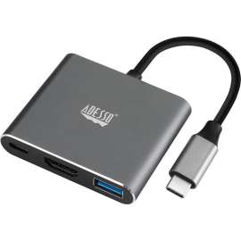 Adesso 3-IN-1 USB-C Multi-Port Docking Station (TAA Compliant), for TV/Monitor/Projector/Notebook/Smartphone/Tablet, 60 W, USB Type C, 4K