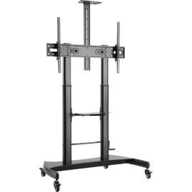 V7 TVCART2 Pro TV Cart, up to 100 inch displays, Height Adjustable, Up to 100" Screen Support, 220 lb Load Capacity, 91.3" Height x 28" Width, Powder Coated