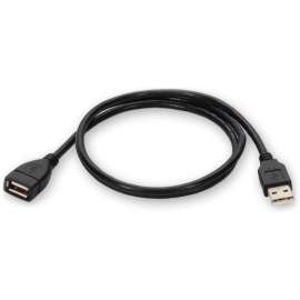AddOn 3ft USB 2.0 (A) Male to Female Black Cable, 3 ft USB Data Transfer Cable for Notebook, PC, USB Charger, Mouse, Keyboard, External Hard Drive, Flash Drive, First End: USB 2.0 Type A, Male, Second End: USB 2.0 Type A