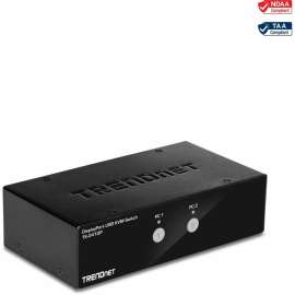 TRENDnet 2-Port DisplayPort KVM Switch, DisplayPort 1.2 KVM, Connect and Control Two Computers, Supports 4K UHD Resolution, 3840 x 2160 at 60Hz, 2-Port USB 2.0 Hub, Black, TK-241DP - 2 Computer(s) - 1 Local User(s) - 3840 x 2160 - 6 x USB - 3 x Disp