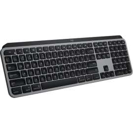 Logitech MX Keys Advanced Wireless Illuminated Keyboard for Mac, Tactile Responsive Typing, Backlighting, Bluetooth, USB-C, Apple macOS, Metal Build, Space Gray, Wireless Connectivity, Bluetooth/RF, 32.81 ft, 2.40 GHz