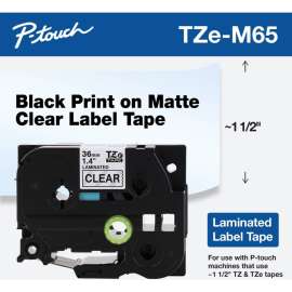 Brother P-touch TZe Label Tape, 1 27/64", Rectangle, White on Matte Clear