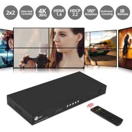 SIIG 2x2 4K Video Wall Processor with USB-C / DVI / HDMI Inputs with EDID management, Multi-level Cascading, Supports 180 HDMI image rotation