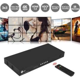 SIIG 3x3 4K Video Wall Processor with USB-C / DP / VGA / HDMI Input with EDID Management, Multi-level Cascading, Supports 180 HDMI image rotation Up to 4K30Hz / Multi Inputs (USB-C/DP/VGA/HDMI) & 9 HDMI output / HDMI loopout, 180 Rotate, Edge Correction