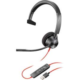 Poly Plantronics Blackwire 3310, USB-A Headset - Mono - USB Type A - Wired - 32 Ohm - 20 Hz - 20 kHz - Over-the-head - Monaural - Supra-aural - Noise Cancelling Microphone