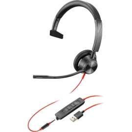 Poly Blackwire 3315, Microsoft, USB-A, Mono, USB Type A, Mini-phone (3.5mm), Wired, Over-the-head