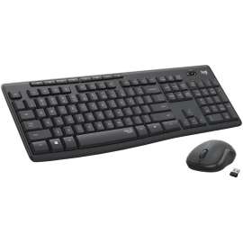 Logitech MK295 Silent Wireless Combo, USB Wireless Wi-Fi/RF, Graphite, USB Wireless Wi-Fi Mouse, Optical
