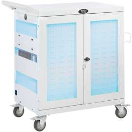 Tripp Lite Safe-IT UV Sanitizing Charging Cart 32-Port USB Antimicrobial for iPad and Android Tablet White, 2 Shelf, 4 Casters, Steel, 34.8" Width x 21.6" Depth x 36.1" Height