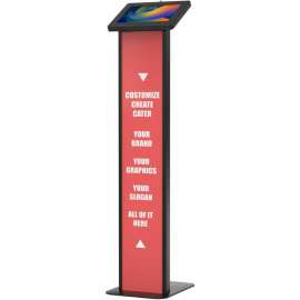 Cta Digital Inc. CTA Digital Customizable Premium Locking Floor Stand Kiosk with Graphic Card Slot for branding for 10.2-in iPad 7th/ 8th/ 9th Gen & More (Black) - Up to 11" Screen Support - 48" Height x 16" Width x 13.5" Depth - Floor - Steel - Bla
