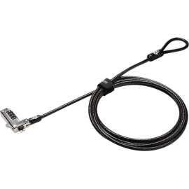 Kensington Slim NanoSaver Combination Laptop Lock, Resettable, 4-digit, Carbon Steel, For Notebook