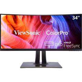 ViewSonic VP3481a 34" ColorPro 21:9 Curved UWQHD Monitor with 100Hz, FreeSync, 90W Powered USB C, RJ45 and sRGB, 34" Curved ColorPro Monitor, QHD 3440 x 1440, 16.7 Million Colors, FreeSync